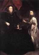 DYCK, Sir Anthony Van Portrait of Porzia Imperiale and Her Daughter fg oil on canvas